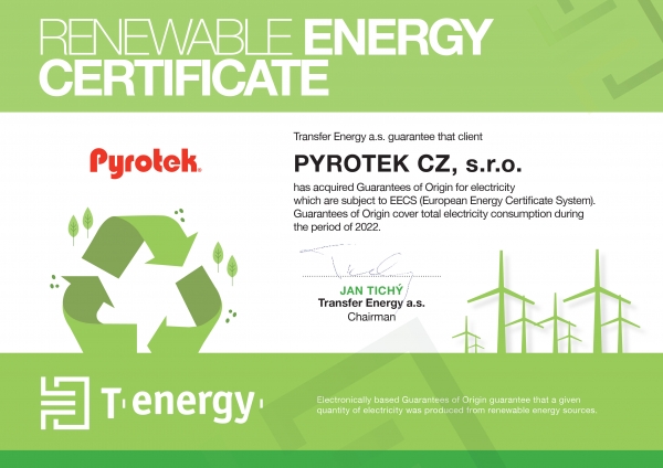 T Energy Certifikat Pyrotek A4